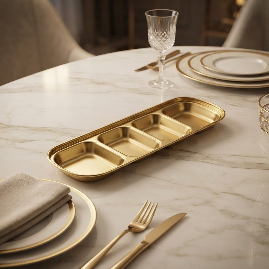 Gold Serving Tray - Sectioned