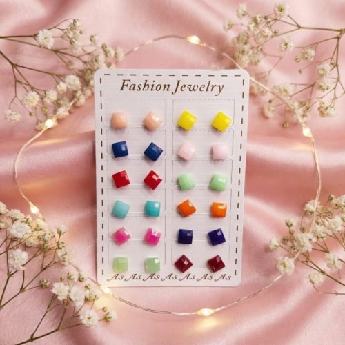 Small Square Stud Earrings - Card of 12