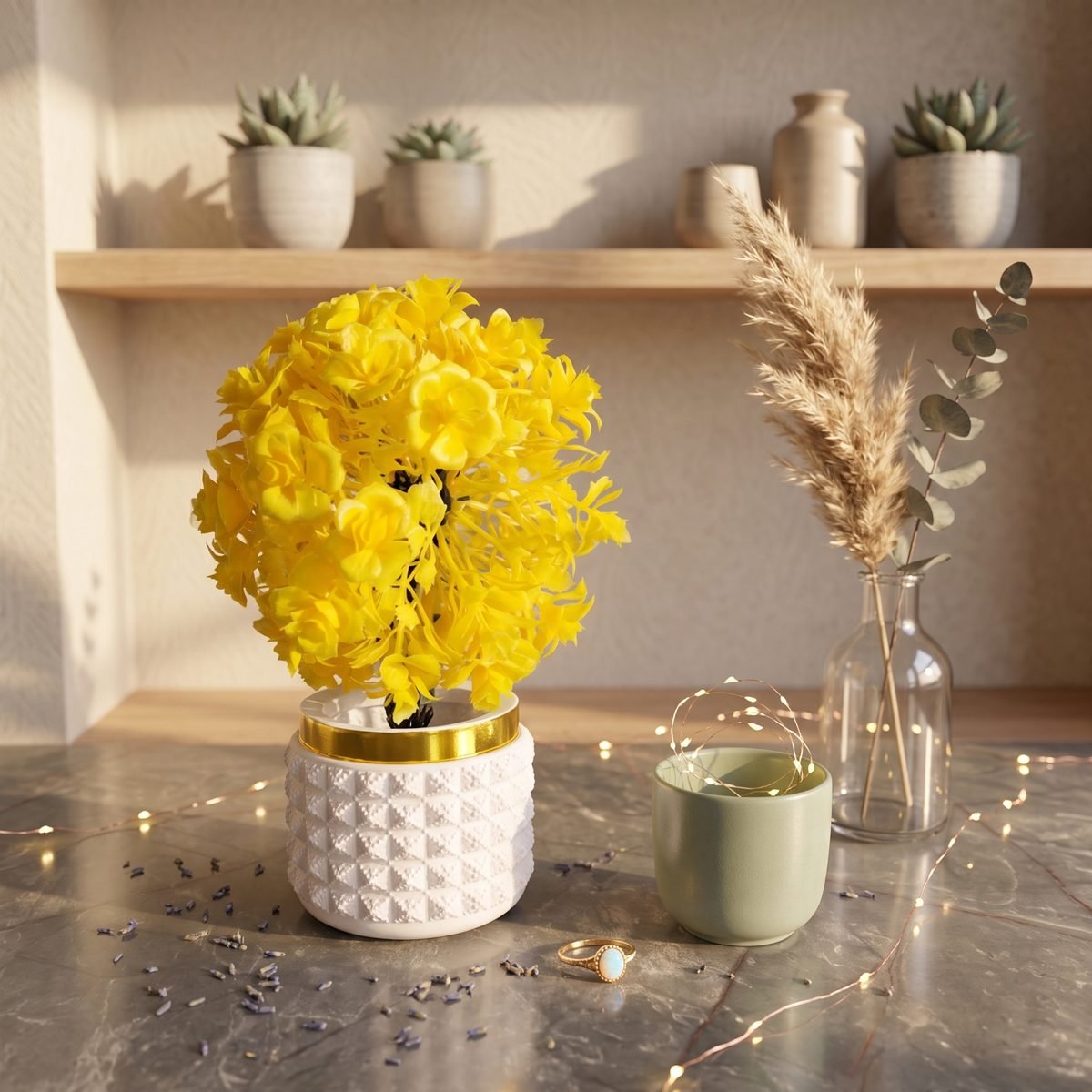 Artificial Flower Ball in Ceramic Pot - Large