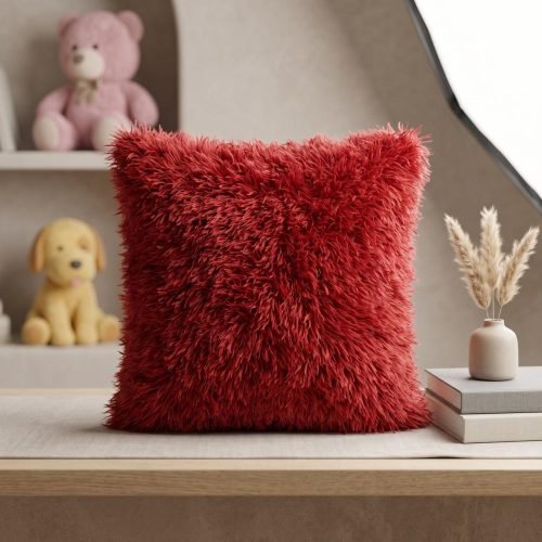 Fluffy Square Pillow (Red)