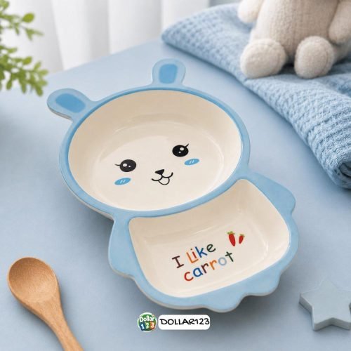 I Like Carrot Bunny 2-Compartment Kids Tray (Blue)
