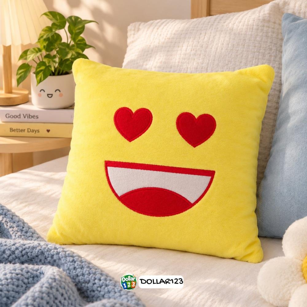 Heart-Eyes Emoji Square Pillow