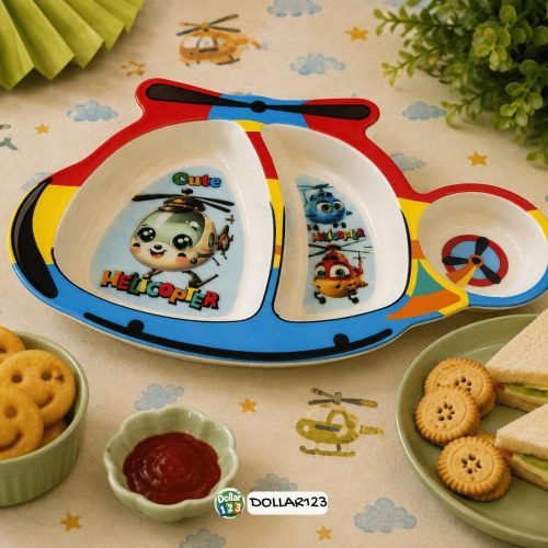 Cute Helicopter 3-Compartment Kids Tray