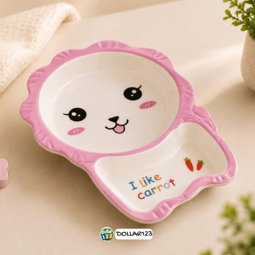I Like Carrot Bunny 2-Compartment Kids Tray (Pink)