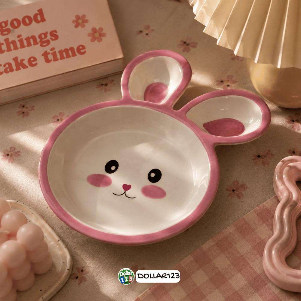 Bunny Face 3-Compartment Kids Tray (Pink)