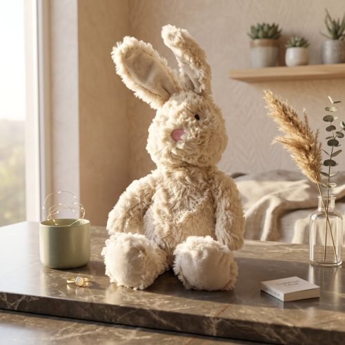 Shaggy Rabbit Soft Toy - Cream