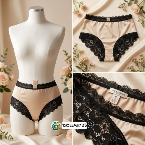 Satin & Lace Panty - Nude