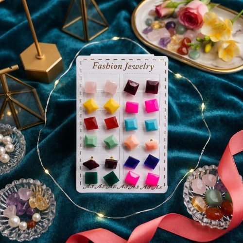 Square Stud Earrings - Card of 12