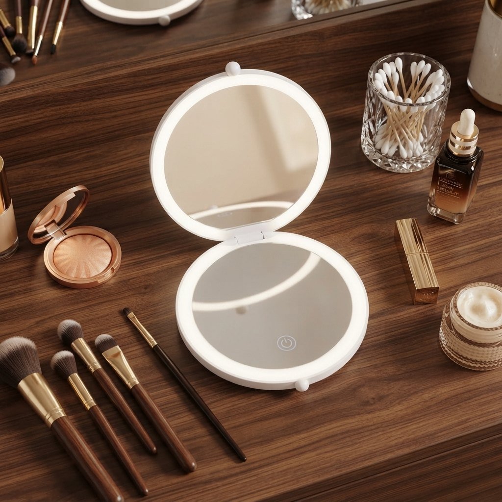 LED Lighted Compact Makeup Mirror