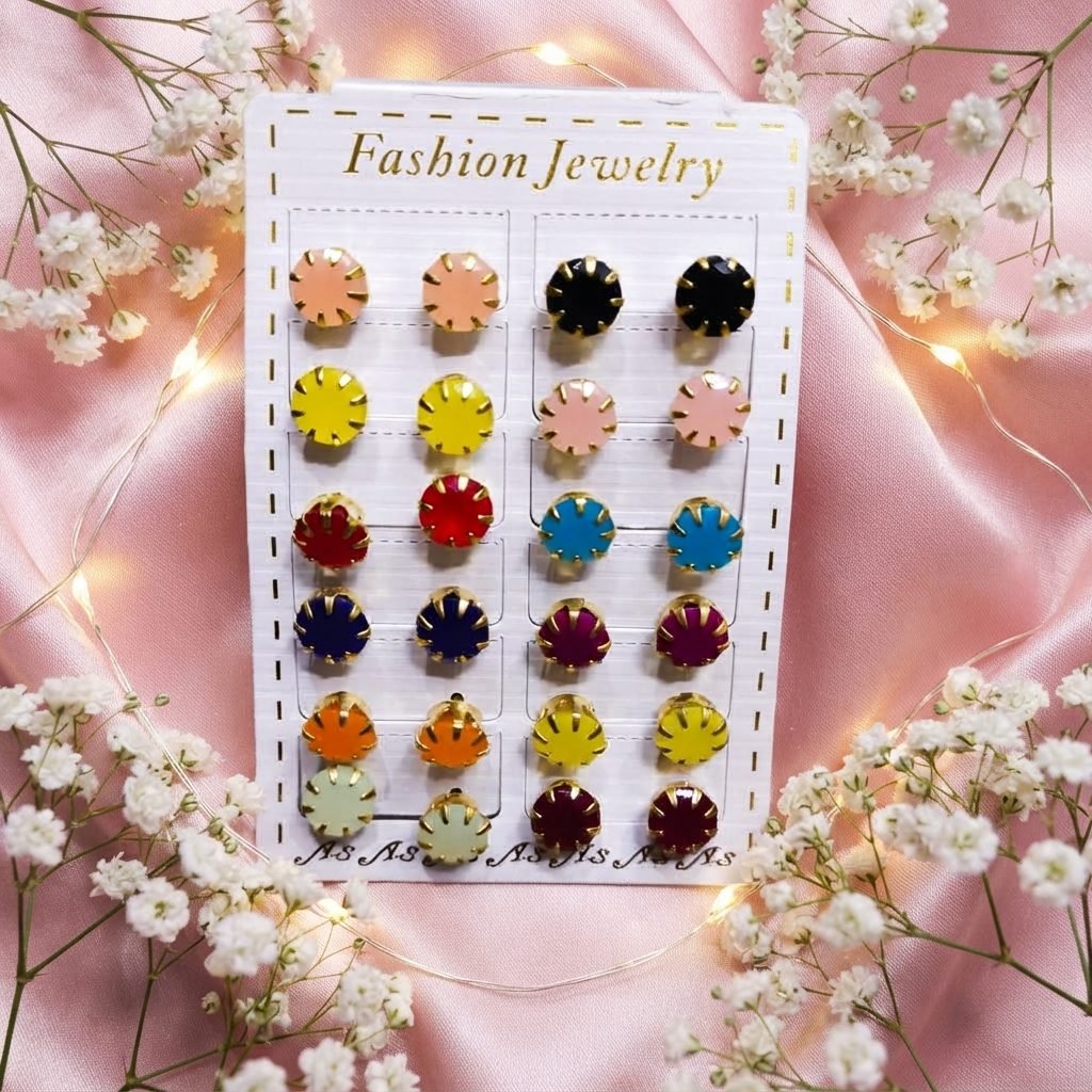 Claw Set Stud Earrings - Card of 12