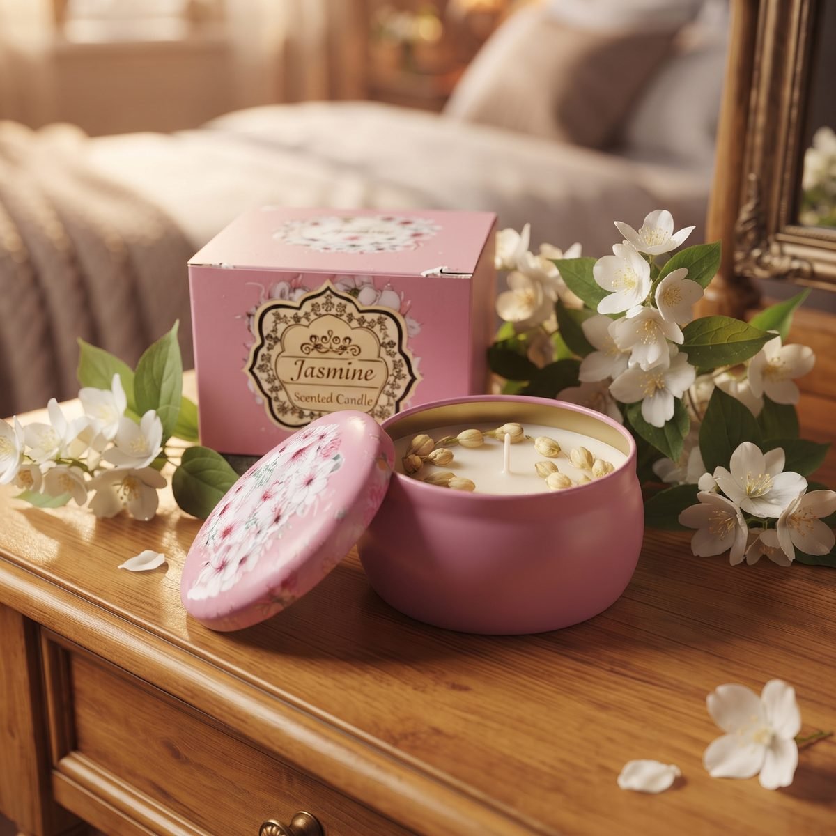 Jasmine Scented Candle - Boxed Tin