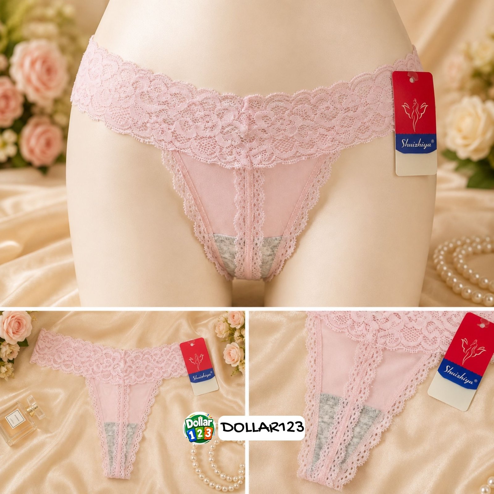 Blush Pink Lace Thong