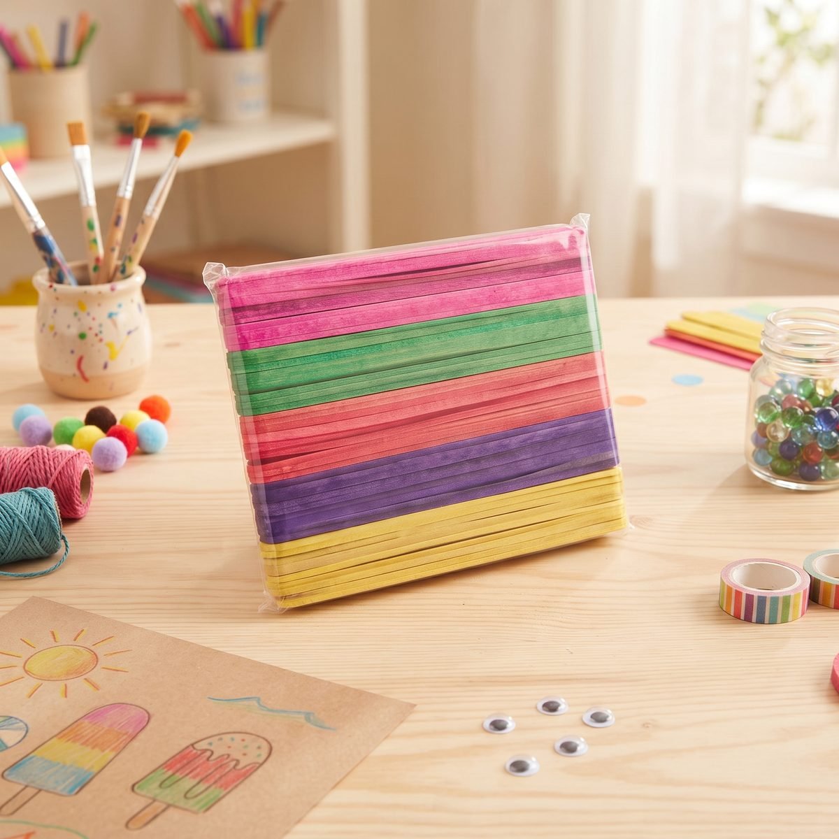 Coloured Craft Sticks - Large Pack
