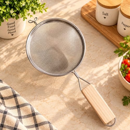 Stainless Steel Strainer with Wooden Handle