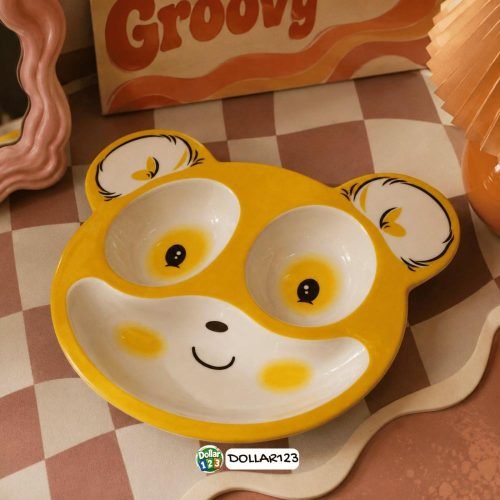 Bear Face 3-Compartment Kids Tray (Blue)