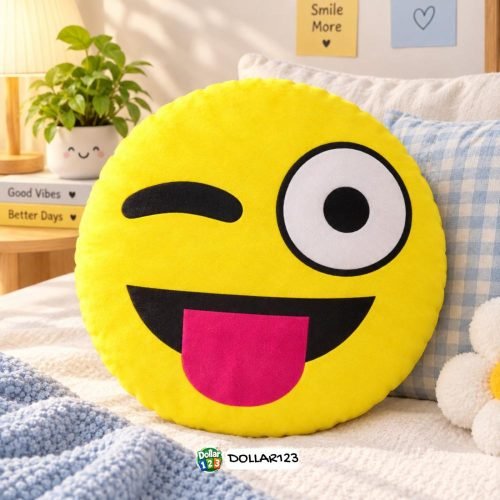 Smiling Closed-Eyes Emoji Round Pillow