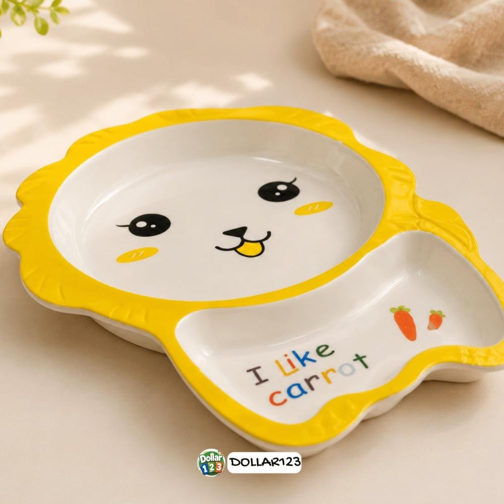 I Like Carrot Bunny 2-Compartment Kids Tray (Yellow)