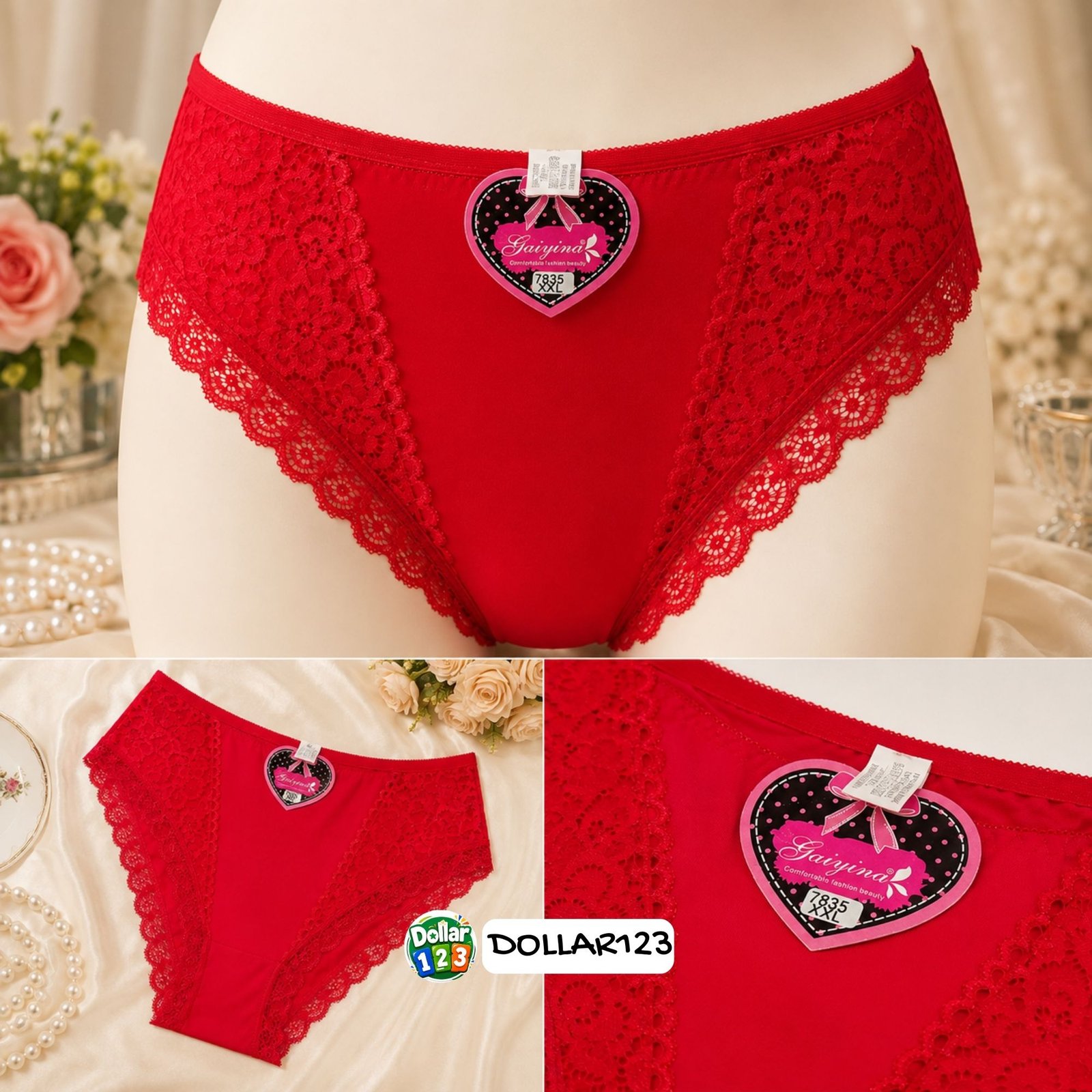 Red Lace-Trim Panty