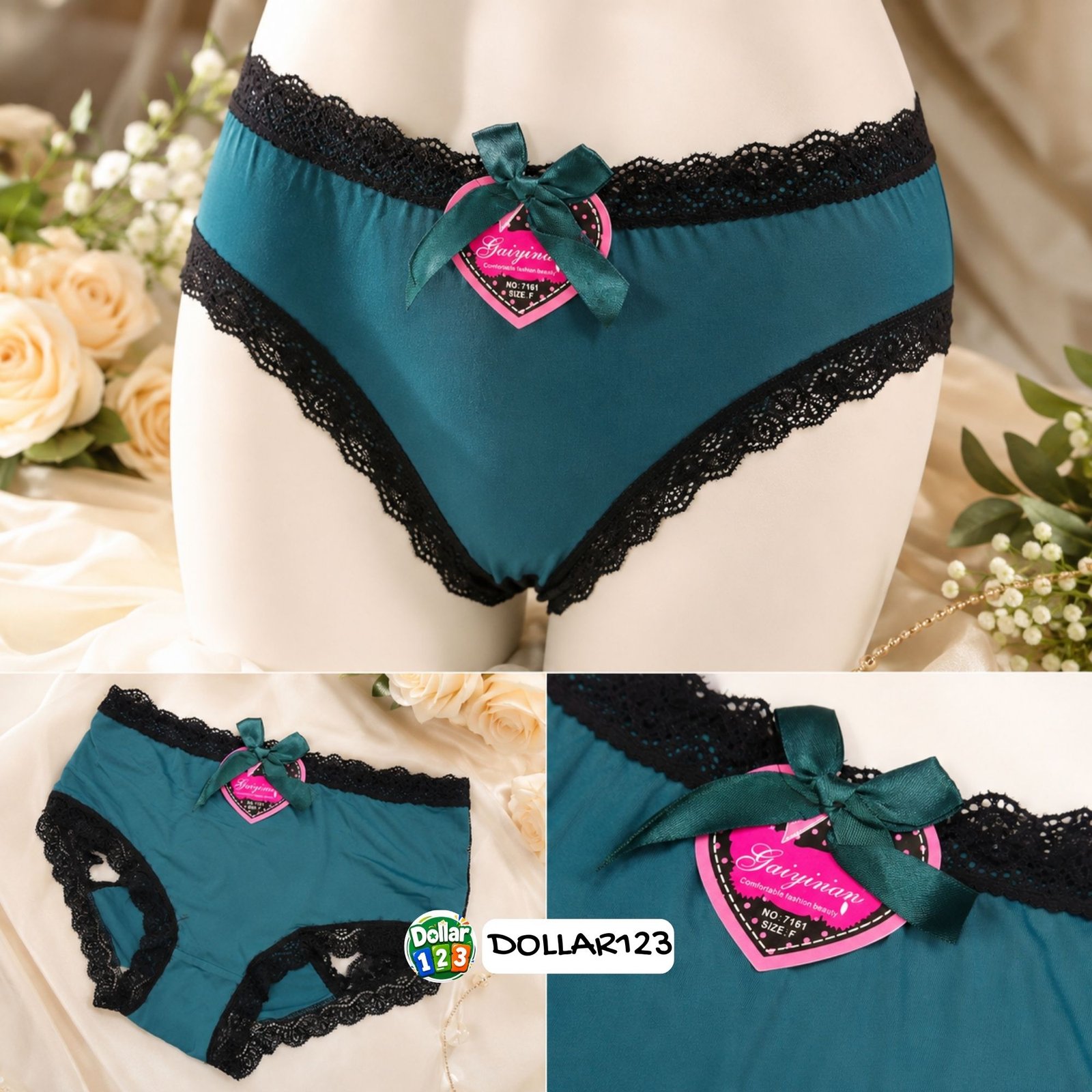 Teal Green Lace-Trim Panty